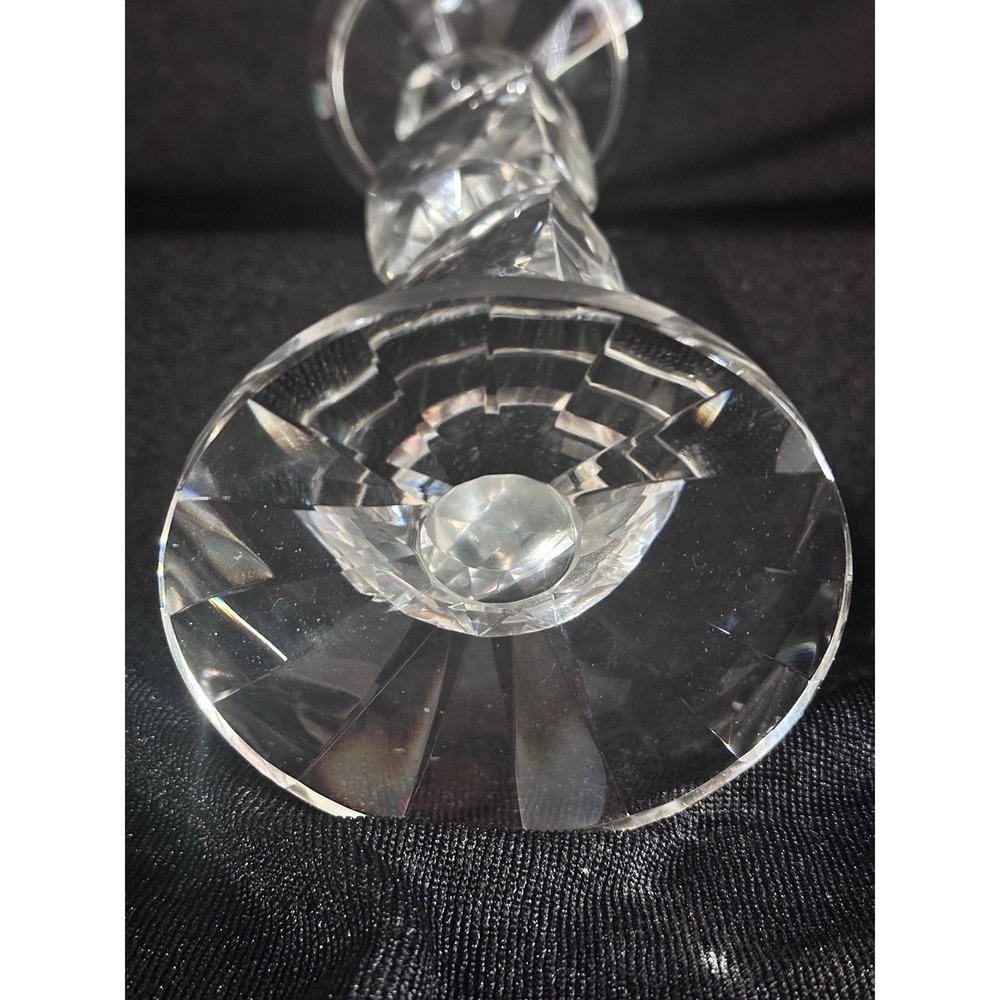 Lafayette Crystal candle holder 10 1/2" Beautiful Square Pattern Cut - Picture 12 of 16